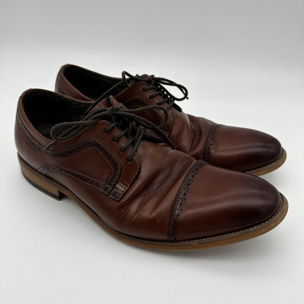 Stacy Adams Shoes‎ Mens 9 M Dickinson Dress Cap Oxford 25066-221 Brown Leather